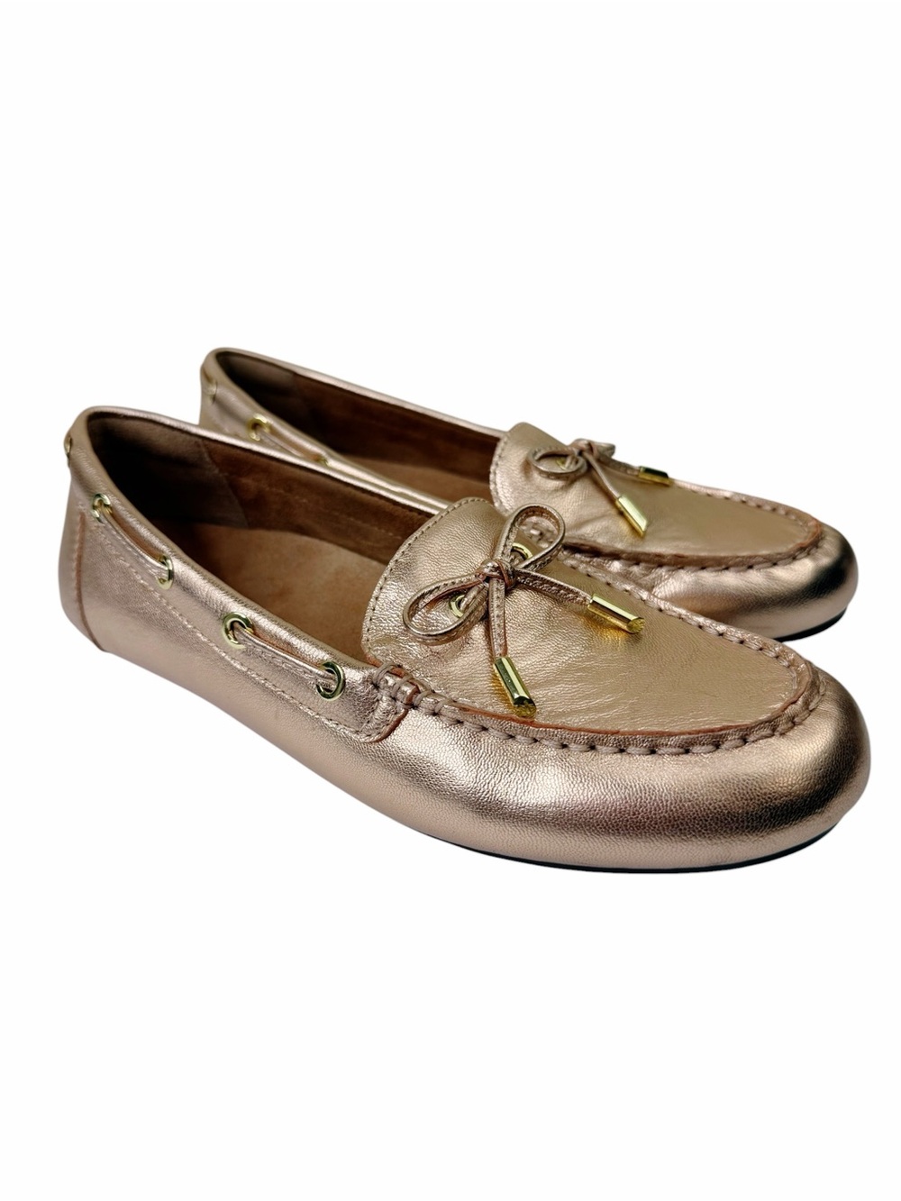 Vionic Virginia Driving Loafers Rose Gold Leather Women’s Size 8